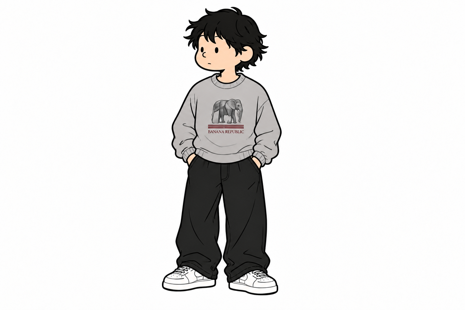 装いを参考にしたスタイリングイラスト