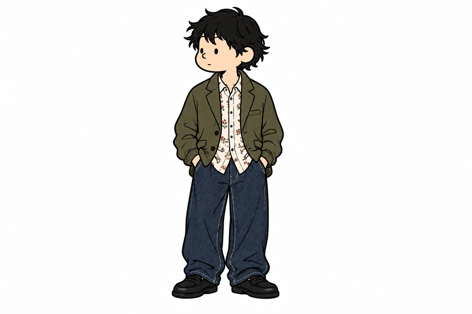 装いを参考にしたスタイリングイラスト